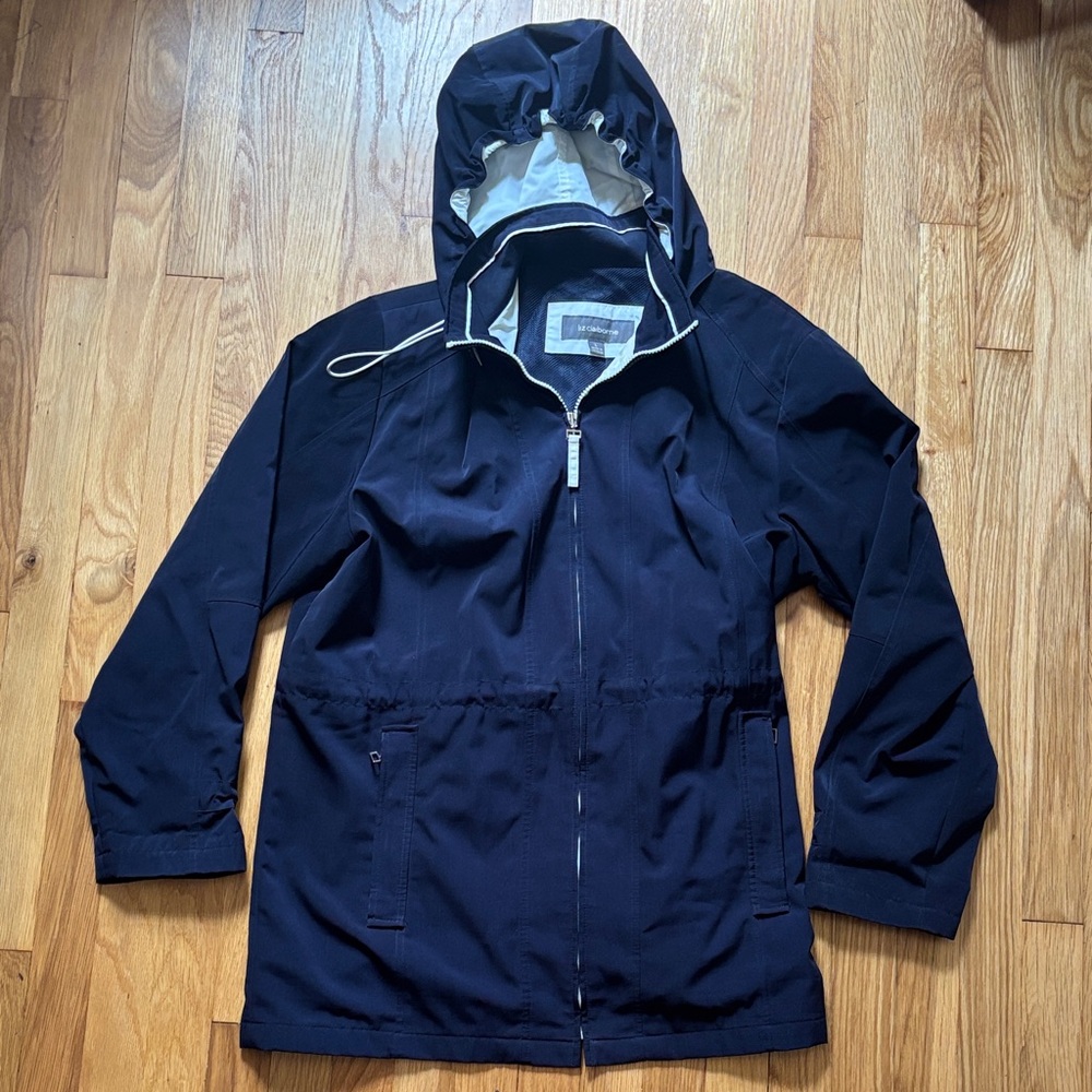 Liz Claiborne Black and Cream Rain Jacket